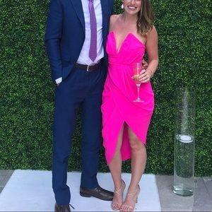 Bright pink asymmetrical dress